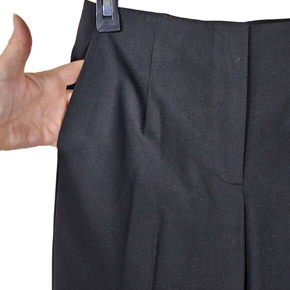 Talbots Black Stretch Dress Pant 4P Flat Front Mid Rise Wide Leg Pockets Capsule - Picture 4 of 10